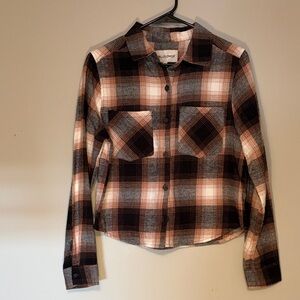 Wallflower Cream and Brown Plaid Shirt